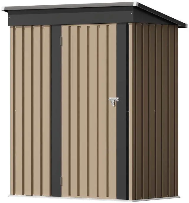 Main image of 5x3 FT Storage Shed Waterproof Metal Garden Shed with Lockable Door Utility Tool Shed Outdoor Storage for Backyard, Patio and Lawn, Brown