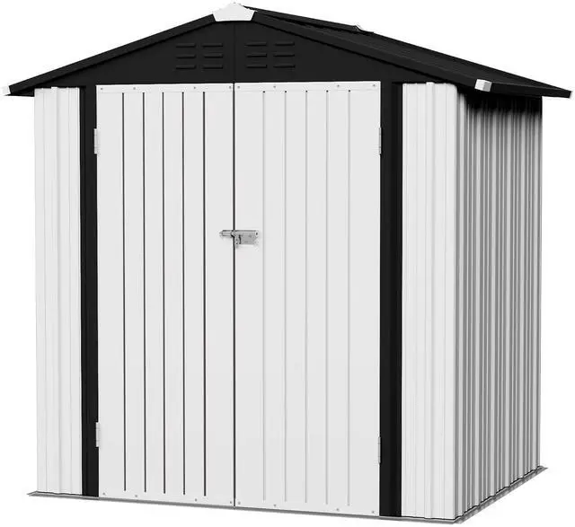 Main image of 6x4 FT Storage Shed Waterproof Metal Garden Shed with Lockable Door Utility Tool Shed Outdoor Storage for Backyard, Patio and Lawn, White