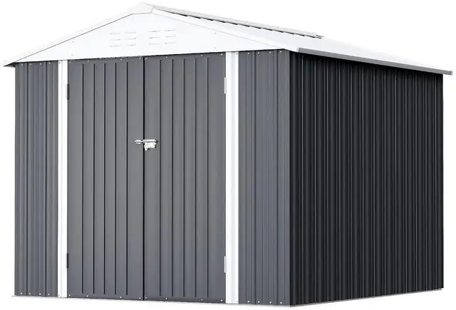 Main image of 8 x 6 FT Shed Outdoor Storage Shed Metal Garden Shed with Lockable Door Outside Waterproof Tool Shed for Backyard, Patio, Lawn (Gray)