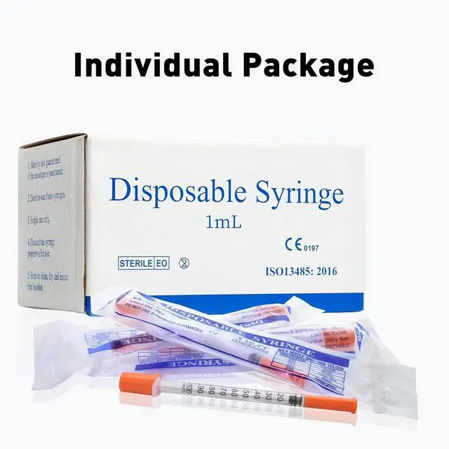 Alt view image 7 of 7 - U-100 1ml 31 Gauge 5/16" Syringe, Individually Packed 100 PACK 0.5ml 31 Gauge 8mm
