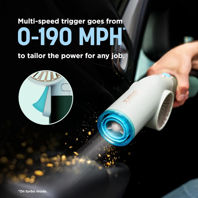 Alt view image 6 of 7 - All-in-One Air Blasting System with BlastBroom, AB2111,Precision Nozzle, Extension Wand, Indoor/Outdoor Cleaning, 0-190 MPH, Cordless Handheld Blower, Rechargeable, Charcoal