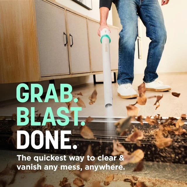 Alt view image 3 of 7 - All-in-One Air Blasting System with BlastBroom, AB2111GN,Precision Nozzle, Extension Wand, Indoor/Outdoor Cleaning, 0-190 MPH, Cordless Handheld Blower, Rechargeable, Sage