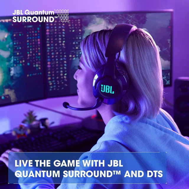 Alt view image 7 of 7 - Quantum 610 Wireless - Over-Ear Gaming Headset - Black,Live the game with JBL QuantumSURROUND and DTS, Be at the center of the game with JBL QuantumSOUND Signature