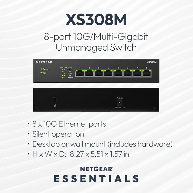 Alt view image 5 of 6 - 8-Port 10G/Multi-Gigabit Ethernet Unmanaged Network Switch XS308Mv2,All Ports Support 10G, Desktop or Wall Mount, Essentials Model