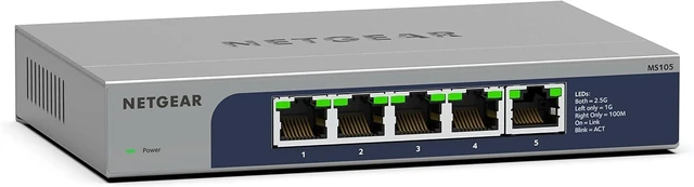 Main image of 5-Port Multi-Gigabit Ethernet Unmanaged Network Switch (MS105),5 x 1G/2.5G Ports, Desktop or Wall Mount