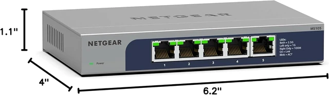 Alt view image 7 of 7 - 5-Port Multi-Gigabit Ethernet Unmanaged Network Switch (MS105),5 x 1G/2.5G Ports, Desktop or Wall Mount