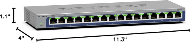 Alt view image 2 of 6 - 16-Port Gigabit Ethernet Unmanaged Network Switch (GS116),Desktop or Wall Mount