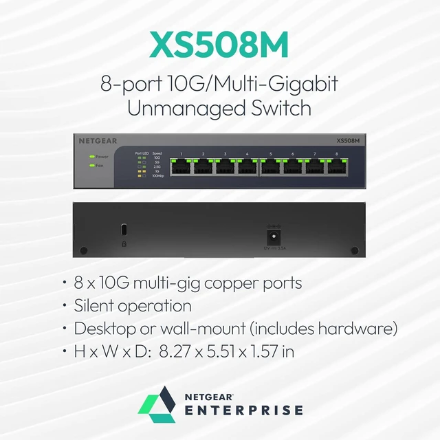 Alt view image 6 of 6 - 8-Port 10G/Multi-Gigabit Ethernet Unmanaged Network Switch XS508Mv2,All Ports Support 10G, Desktop or Wall Mount