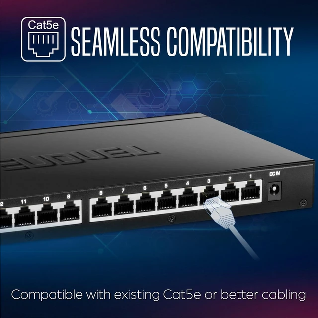 Alt view image 3 of 7 - 16-Port Unmanaged 2.5G Desktop Network Ethernet Switch, TEG-S3160,16 x 2.5Gb RJ-45 Ports, 80Gbps Switching Capacity, Ethernet Splitter, NDAA & TAA Compliant, Lifetime Protection