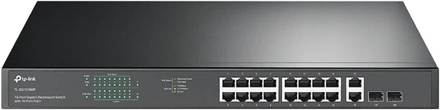 Main image of TL-SG1218MP, 16 Port Gigabit PoE Switch,16 PoE+ Ports 250W, w/ 2 Uplink Gigabit Ports + 2 Combo SFP Slots Plug & Play Sturdy Metal Rack- mountable