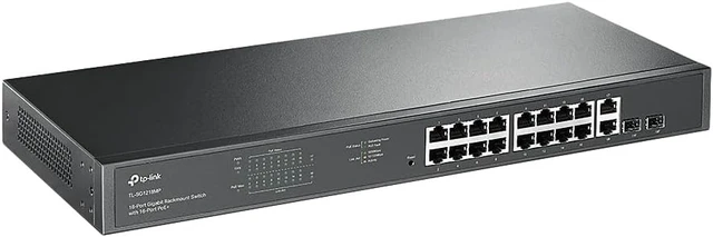 Alt view image 5 of 7 - TL-SG1218MP, 16 Port Gigabit PoE Switch,16 PoE+ Ports 250W, w/ 2 Uplink Gigabit Ports + 2 Combo SFP Slots Plug & Play Sturdy Metal Rack- mountable