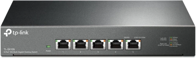 Main image of TL-SX105, 5 Port 10G/Multi-Gig Unmanaged Ethernet Switch,Desktop/Wall Mount, Plug & Play, Fanless, Sturdy Metal Casing, Speed Auto Negotiation