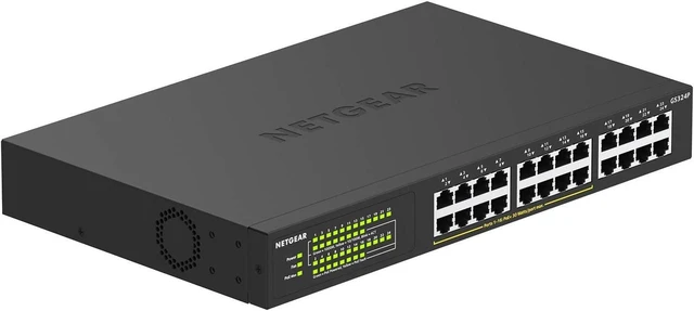 Main image of 24-Port PoE Gigabit Ethernet Unmanaged Network Switch (GS324P),8 x 1G and 16 x 1G PoE+ Ports @ 190W, Desktop or Rack Mount