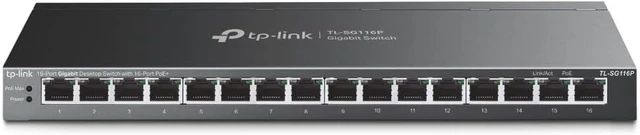 Main image of TL-SG116P, 16 Port Gigabit PoE Switch,16 PoE+ Ports 120W, Plug & Play, Extend, Priority & Isolation Mode, PoE Auto Recovery, Fanless, QoS & IGMP Snooping