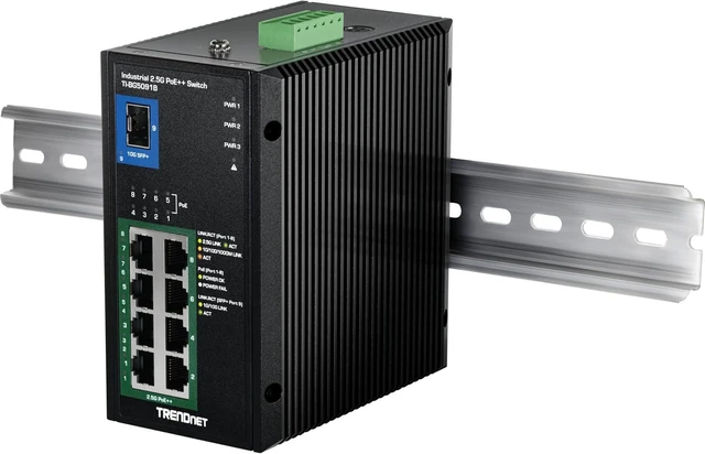 Alt view image 7 of 7 - TI-BG5091B,9-Port Industrial 2.5G DIN-Rail PoE++ Switch,with 10G SFP+ Port (24 57V), 8 x 2.5G PoE++ Ports, 1 x 10G SFP+ Port, 480W PoE, 60Gbps Switch Capacity, Black