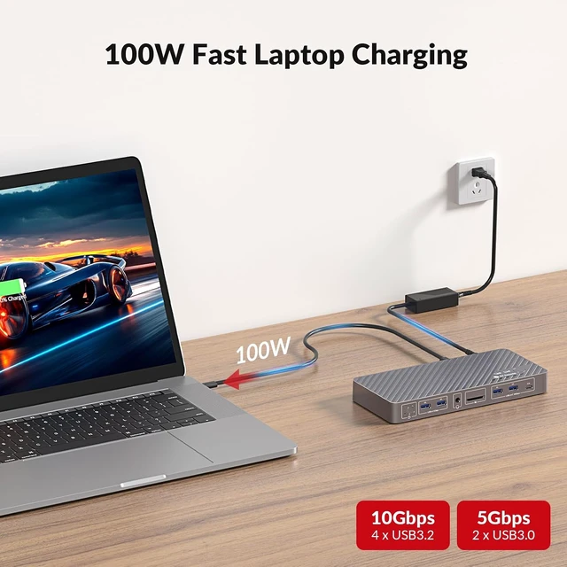 Alt view image 7 of 7 - AV Access KVM Switch 2 Monitors 2 Computers, 8K KVM Docking Station,100W PD, 1G Ethernet, 10Gbps, 4K@165Hz, 8K@60Hz, Dual Monitor KVM Switch for Laptop & Desktop, Ideal for Work & Gaming Setups