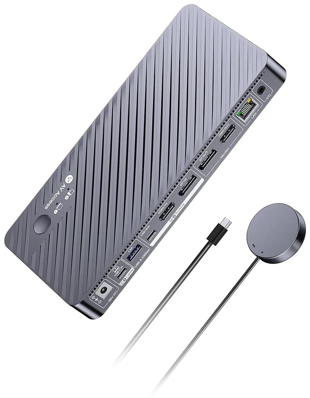 Main image of AV Access KVM Switch 2 Monitors 2 Computers, 8K KVM Docking Station,100W PD, 1G Ethernet, 10Gbps, 4K@165Hz, 8K@60Hz, Dual Monitor KVM Switch for Laptop & Desktop, Ideal for Work & Gaming Setups