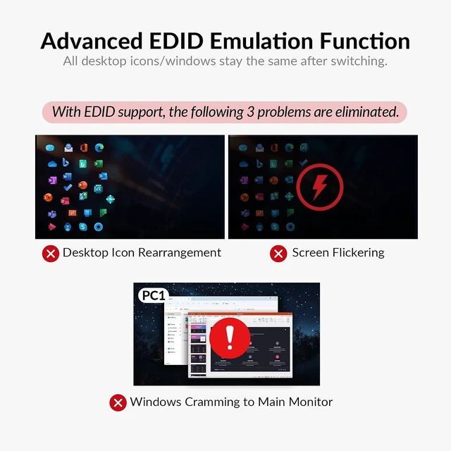 Alt view image 6 of 7 - AV Access Docking Station KVM Switch 2 Monitors 1 Laptop & 2 Desktop PCs,100W USB C Charging, Ethernet, EDID Emulation, Dual 4K HDMI, 1080p@240Hz/165Hz, Ideal for Gaming, Office & Creative Work