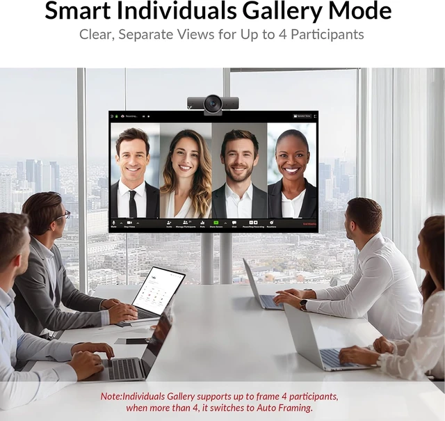 Alt view image 4 of 7 - AV Access AI-Powered 4K Conference Room Webcam with Microphone and Speaker,1/1.8" CMOS, Gesture Control, Auto Framing, Presenter Tracking, Individuals Gallery, Privacy Cover, 120° FOV, ePTZ 5X Zoom