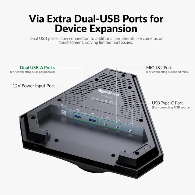 Alt view image 6 of 7 - Conference Speaker and Microphone for Large Meeting Rooms Up to 20 People,Daisy Chain Mics(Not included), 360° Voice Pickup, AI Noise Reduction, 10W Speakerphone, USB/Bluetooth, Works with Zoom