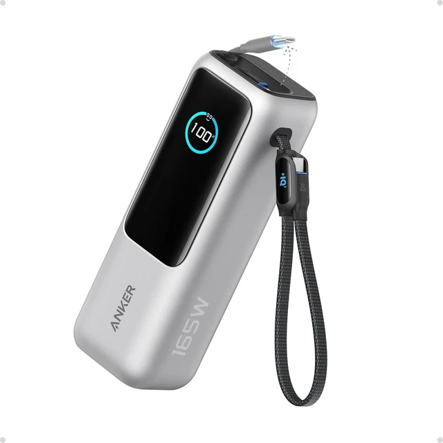 Main image of Laptop Power Bank, 25,000mAh Travel Essential with 165W Total Output,3 USB-C Ports with 100W Max Each, Built-In Retractable Cables, Flight-Ready, for iPhone 17 Series, MacBook, and More