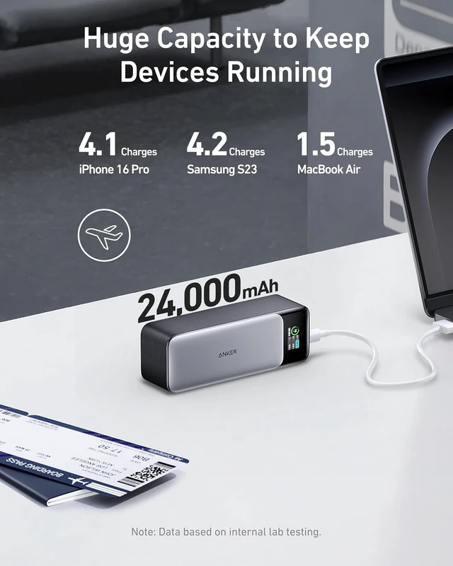 Alt view image 4 of 7 - 737 Power Bank, 140W 24,000mAh 3-Port Laptop Charger, Smart Display,Fast Multi-Device Charging, for iPhone 16 / 15 / 14 Series, Vision Pro, Samsung, MacBook, and More