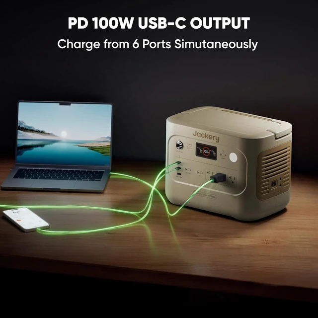 Alt view image 4 of 7 - Explorer 1000 v2 Portable Power Station,1070Wh,1500W (Dune White),1 Hr Fast Charge, LiFePO4 Battery, 100W USB-C Output, Solar Generator for Camping, Emergency, RV, Off-Grid Living