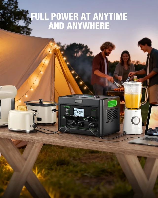Alt view image 5 of 7 - 2400W Portable Power Station with 200W Foldable Solar Panel,For Home Use Outdoor Camping Generator Kit