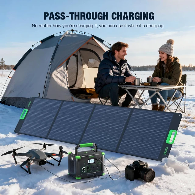 Alt view image 6 of 7 - Portable Power Station 1000W 999Wh Solar Generator for Outdoor Camping,with 120V Pure Sine Wave AC Outlet, 60W USB-C PD, 10 Ports for Emergency Travel Fishing RV Van Home Backup (Peak 2000W)