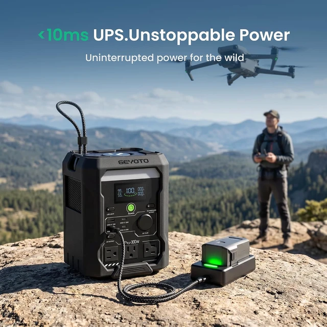 Alt view image 6 of 7 - N300 Portable Power Station, 300W 256Wh LiFePO4 Battery,9 Charging Ports with Qi2.2 25W Wireless Charging,140W Solar Input, <10ms UPS for Outdoors,Camping,Travel,Home Backup,Fishing