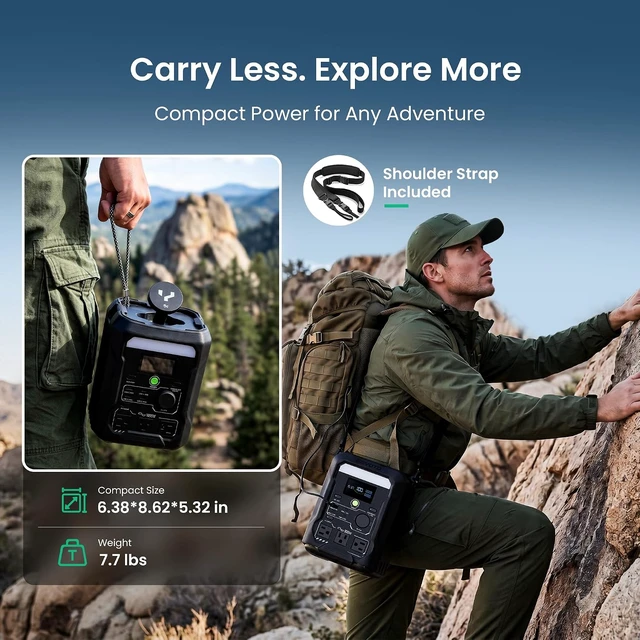 Alt view image 7 of 7 - N300 Portable Power Station, 300W 256Wh LiFePO4 Battery,9 Charging Ports with Qi2.2 25W Wireless Charging,140W Solar Input, <10ms UPS for Outdoors,Camping,Travel,Home Backup,Fishing