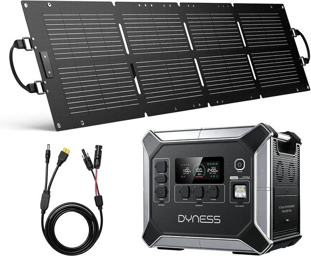 Main image of 2048Wh Solar Generator with 100W Foldable Solar Panel, LiFePO4 Battery Backup 2400W AC (4800W Surge) Portable Power Station, Fast Charging for Home Backup, Camping, RV & Power Outage