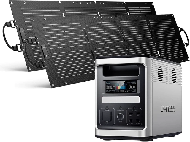 Main image of 1536Wh Solar Generator with 2 * 100W Foldable Solar Panel, LiFePO4 Battery Backup 1800W AC (3600W Surge) Portable Power Station, Fast Charging for Home Backup, Camping, RV & Power Outage