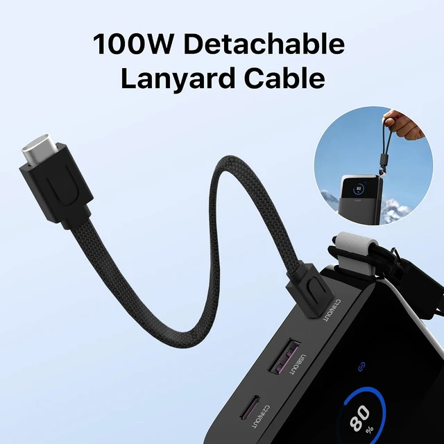 Alt view image 6 of 6 - 222W Portable Charger for Laptop Power Bank 25000mAh with USB-C Cable,TSA-Approved, App Control,Fast Charging Battery Pack for Laptop MacBook Dell XPS iPhone 17/16/15/14 Series Samsung and More