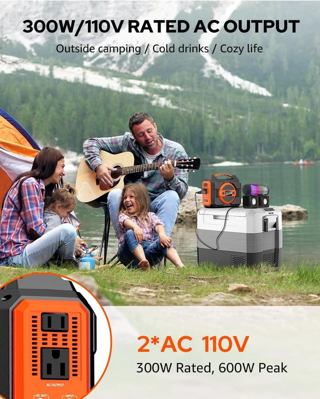 Alt view image 4 of 7 - Portable Power Station 300W,220Wh Solar Generator Backup Battery Pack Bank,Portable Laptop Charger Power Bank with AC Outlet 110V Pure Sine Wave for Outdoor Camping Travel RV Trip&Without Solar Panel