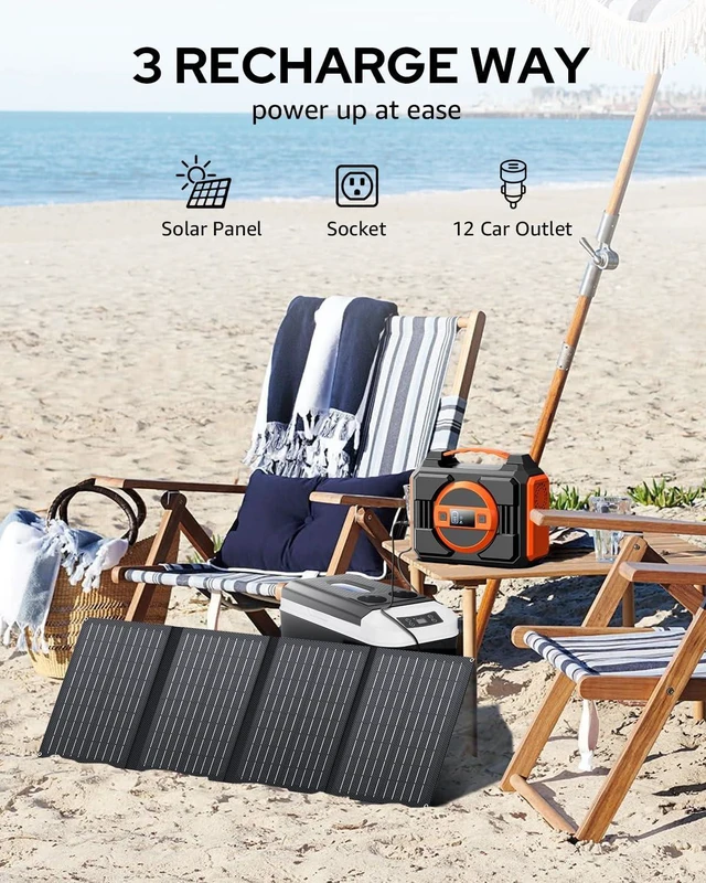 Alt view image 2 of 7 - Portable Power Station 300W,220Wh Solar Generator Backup Battery Pack Bank,Portable Laptop Charger Power Bank with AC Outlet 110V Pure Sine Wave for Outdoor Camping Travel RV Trip&Without Solar Panel