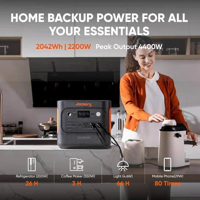 Alt view image 2 of 7 - Explorer 2000 v2 Portable Power Station, 2042Wh, 2200W AC Output,LiFePO4 Battery, USB-C PD 100W Fast Charging, Solar Generator for Emergencies, Power Outages, Camping (Solar Panel Optional)