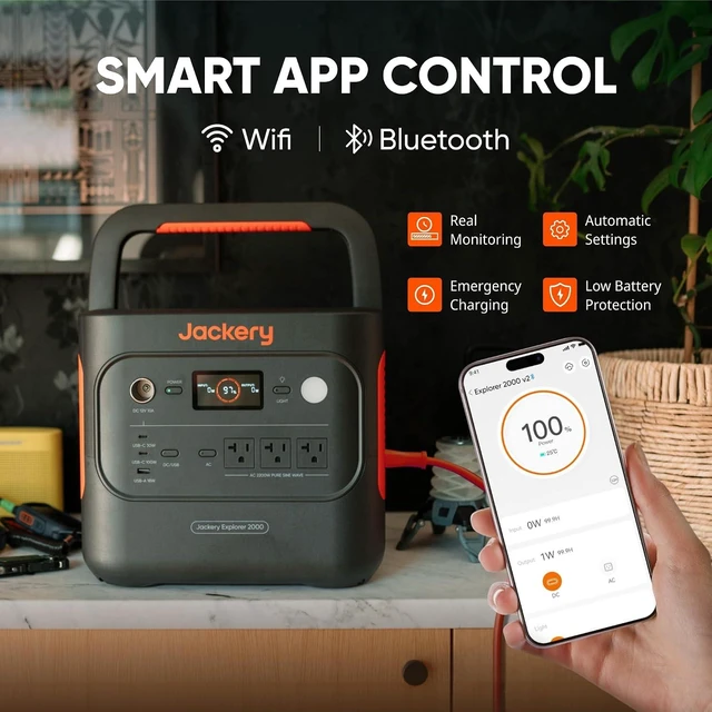 Alt view image 5 of 7 - Explorer 2000 v2 Power Station & Carrying Bag, 2042Wh, 2200W Output,LiFePO4 Battery, 20ms UPS, USB-C PD 100W Fast Charging, for Emergencies, Power Outages, Camping