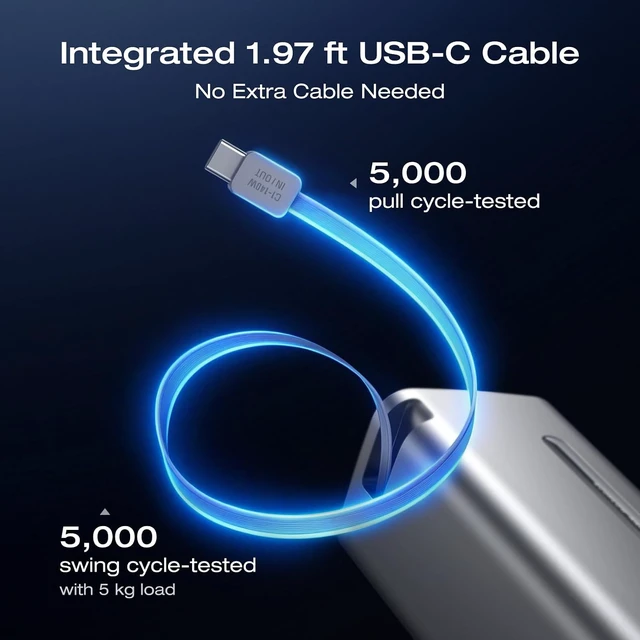 Alt view image 2 of 7 - Rapid Pro X Power Bank, 27650mAh 4-Part with 300W Output, Portable Charger with 140W Built-in Cable, for MacBook, iPhone, Laptops, and More