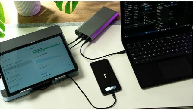 Alt view image 4 of 7 - 140W USB-C Portable Power Bank 24,000mAh High-Capacity Battery, PD 3.1 EPR Fast Charging, Airline-Safe, Charge 3 Devices - APB081GLZ
