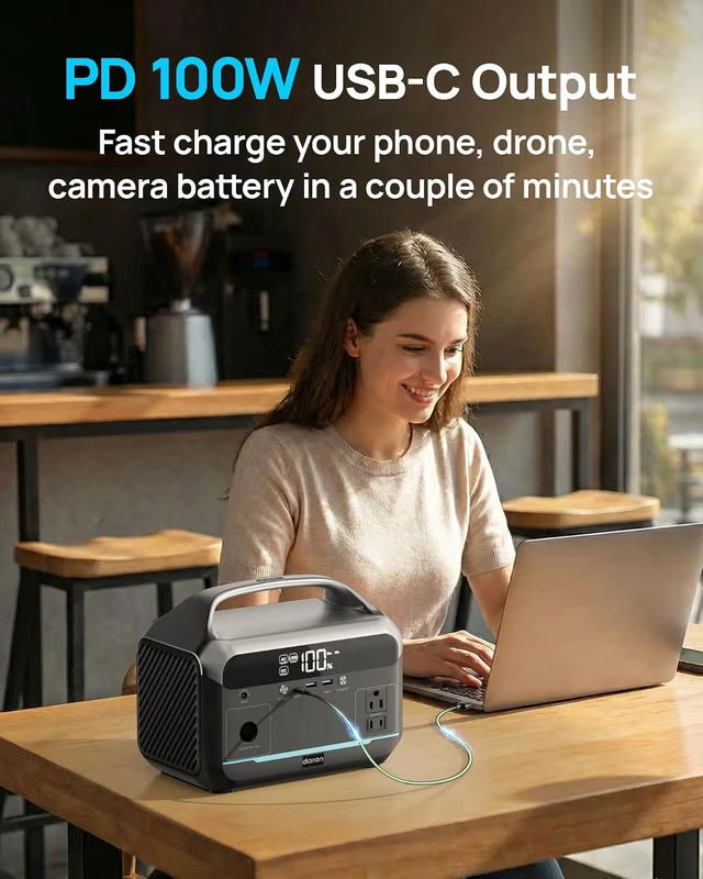 Alt view image 3 of 7 - Portable Power Station 600W, 288Wh Solar Generator LiFePO4 Battery Backup, Power Bank with AC Outlet 110V, PD 100W Output Fast Charging for Home Use, Emergency, RV & Camping Essentials (1200W Surge)