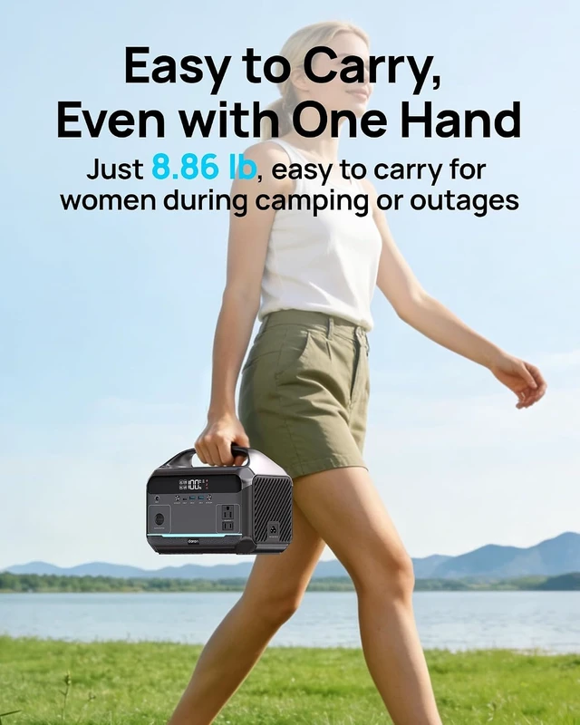 Alt view image 4 of 7 - Portable Power Station 600W, 288Wh Solar Generator LiFePO4 Battery Backup, Power Bank with AC Outlet 110V, PD 100W Output Fast Charging for Home Use, Emergency, RV & Camping Essentials (1200W Surge)