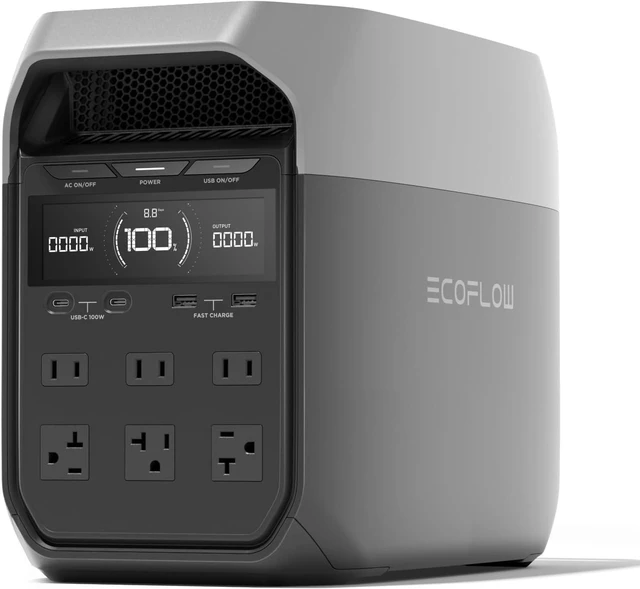 Main image of Delta 3 Portable Power Station, 1024Wh 1800W,LiFePO4 Battery, Full Charge in 56 Min, 1800W AC/100W USB-C Output, Solar Generator for Home Backup Power, Camping & RVs