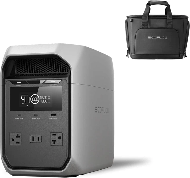 Main image of Portable Power Station Delta 3 Classic with Bag, 1024Wh 1800W,3600W Surge, 100W USB-C Output, LFP Battery, 1 Hr Fast Charge, Solar Generator for Home Backup, Outdoor &RVs (Waterproof Bag)