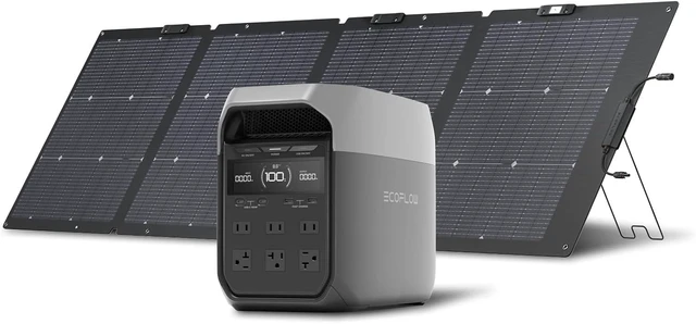 Main image of Solar Generator Delta 3 with 220W Bifacial Panel, 1024Wh 1800W,Portable Power Station, LFP Battery 1800W AC/100W USB-C Output, Full Charge in 56 Min for Home Backup Power, Camping & RVs