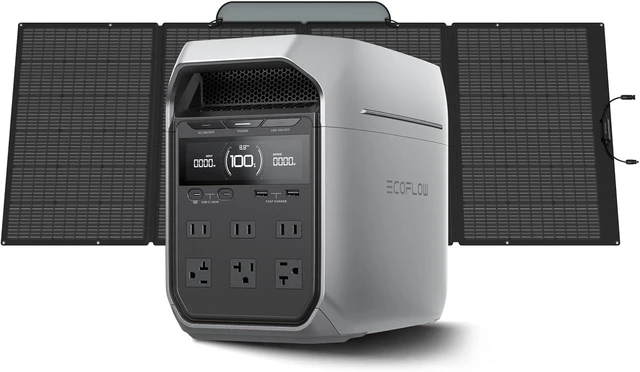 Main image of Solar Generator DELTA 3 Plus with 400W Solar Panel, 1024Wh 1800W,LFP(LiFePO4) Battery, 1800W AC/140W USB-C Output, Portable Power Station for Home Backup Power, Camping & RVs