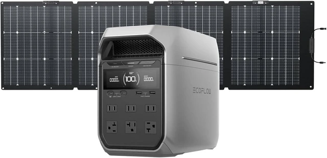 Main image of Solar Generator DELTA 3 Plus with 220W Bifacial Panel, 1024Wh,LFP(LiFePO4) Battery, 1800W AC/140W USB-C Output, Portable Power Station for Home Backup Power, Camping & RVs