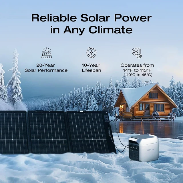 Alt view image 7 of 7 - Solar Generator DELTA 3 Plus with 220W Bifacial Panel, 1024Wh,LFP(LiFePO4) Battery, 1800W AC/140W USB-C Output, Portable Power Station for Home Backup Power, Camping & RVs