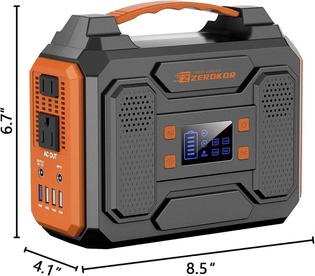 Alt view image 7 of 7 - Portable Solar Generator 300W Portable Power Station with 60W Solar Panel,110V Pure Sine Wave 280Wh Battery Solar Power Pack with USB QC3.0 DC AC Outlet for Camping Smart Device RV Van Outdoor-Orange