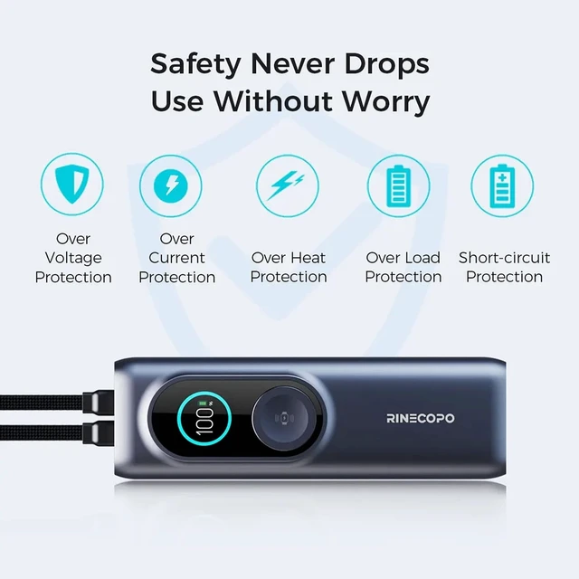 Alt view image 3 of 7 - 25000mAh Power Bank, 170W Portable Charger with 2 Built-in Cables,100W USB-C Laptop Charging, Apple Watch Wireless Charging, 90Wh TSA-Approved Battery Pack for iPhone, MacBook, Samsung